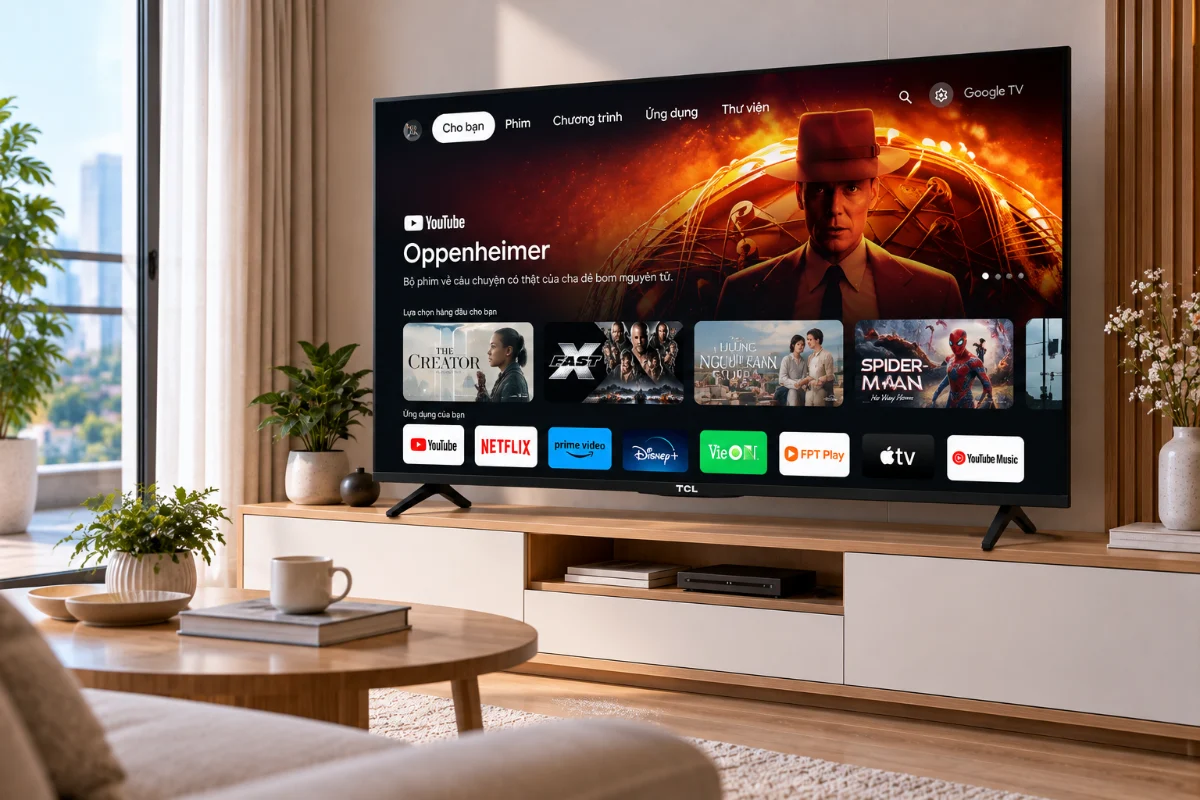 Google Tivi TCL 4K P745 – trong không gian sử dụng