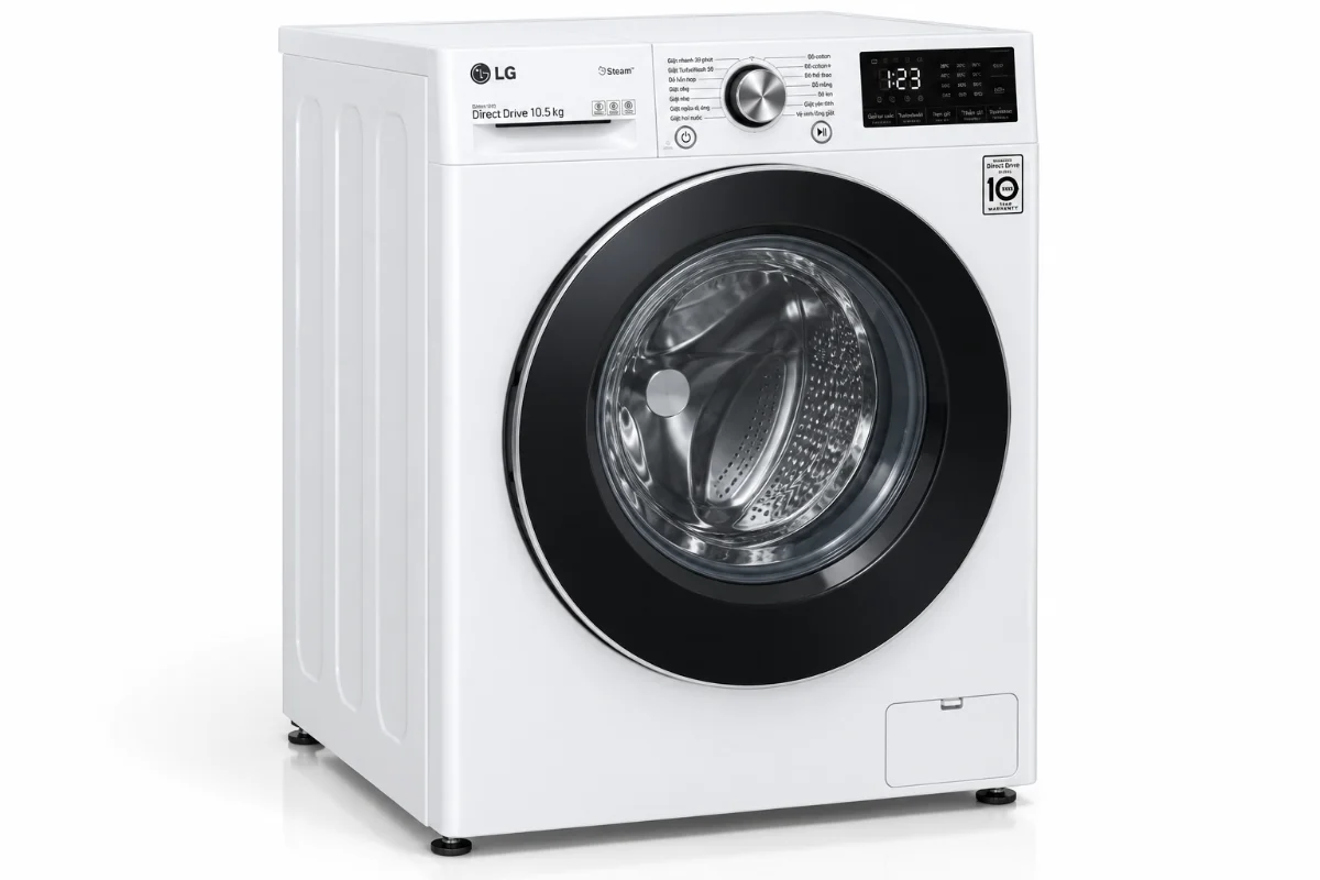 Máy giặt LG Inverter 10 kg FV1410S4W – góc nghiêng