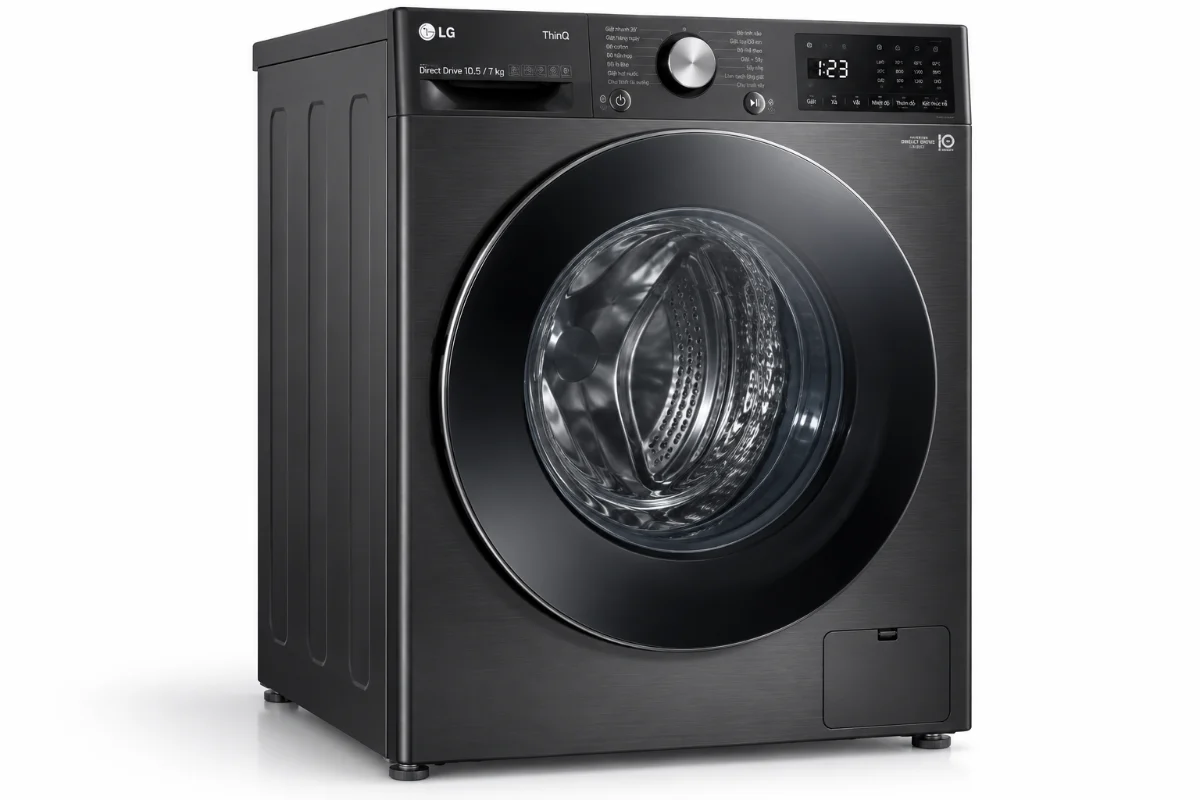 Máy giặt sấy LG Inverter 10.5 kg FV1450H2B – góc nghiêng