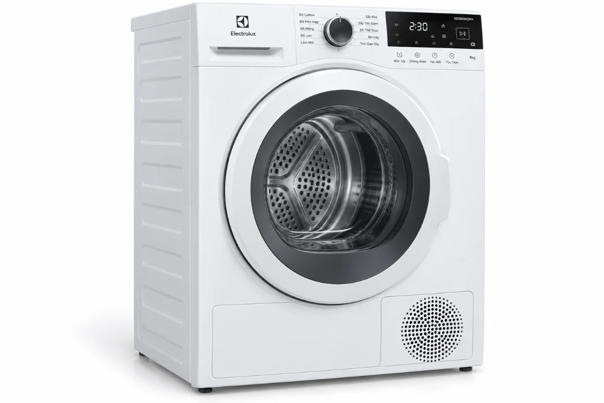 Máy sấy Electrolux 8 kg EDS805KQWA – góc nghiêng