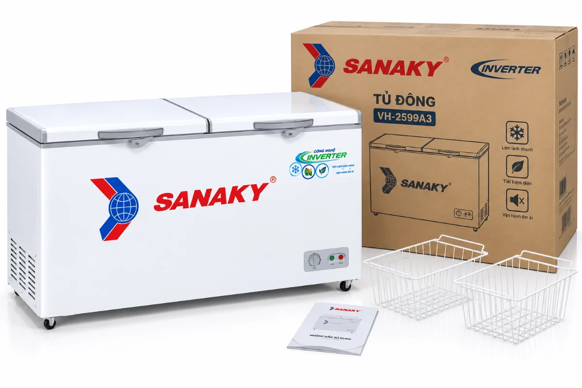 Tủ đông Sanaky Inverter 235 lít VH-2599A3 – kèm hộp và phụ kiện