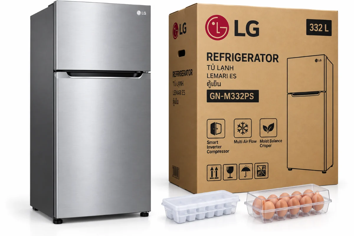 Tủ lạnh LG Inverter 335 lít GN-M332PS – kèm hộp và phụ kiện