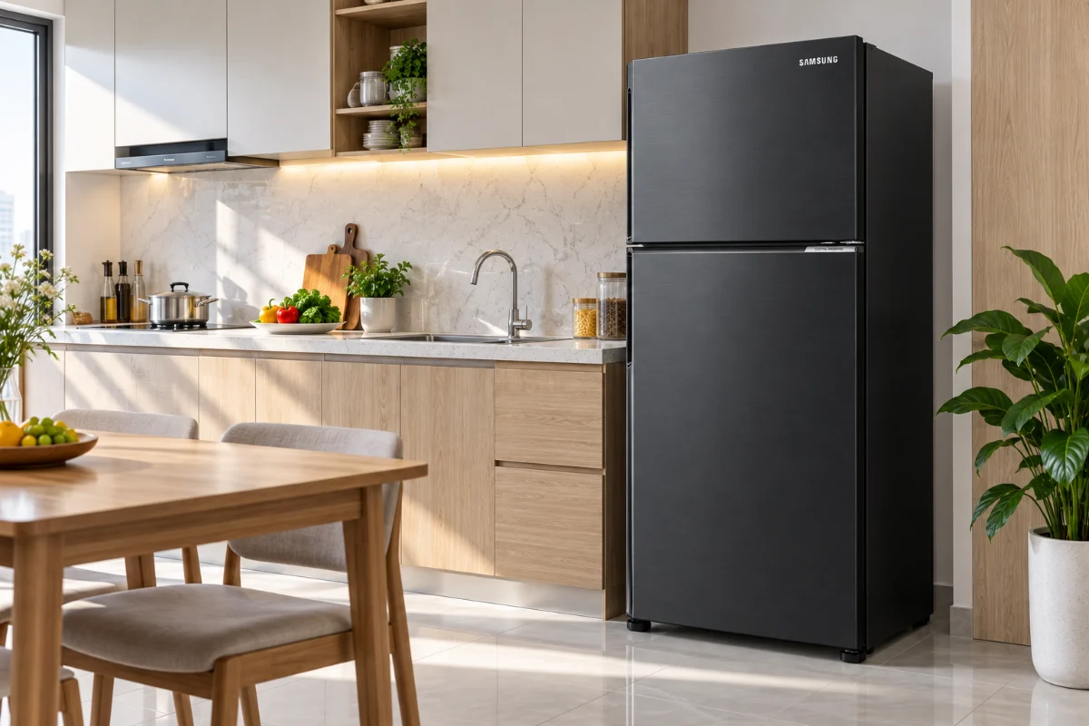 Tủ lạnh Samsung Inverter 236 lít RT22M4032BU – trong không gian sử dụng